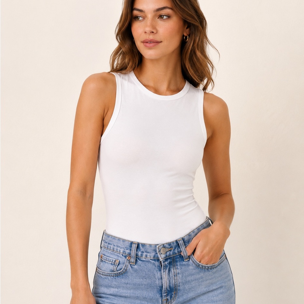 NWT Abercrombie & Fitch White Soft A&F Sleeveless Bodysuit | Size XS